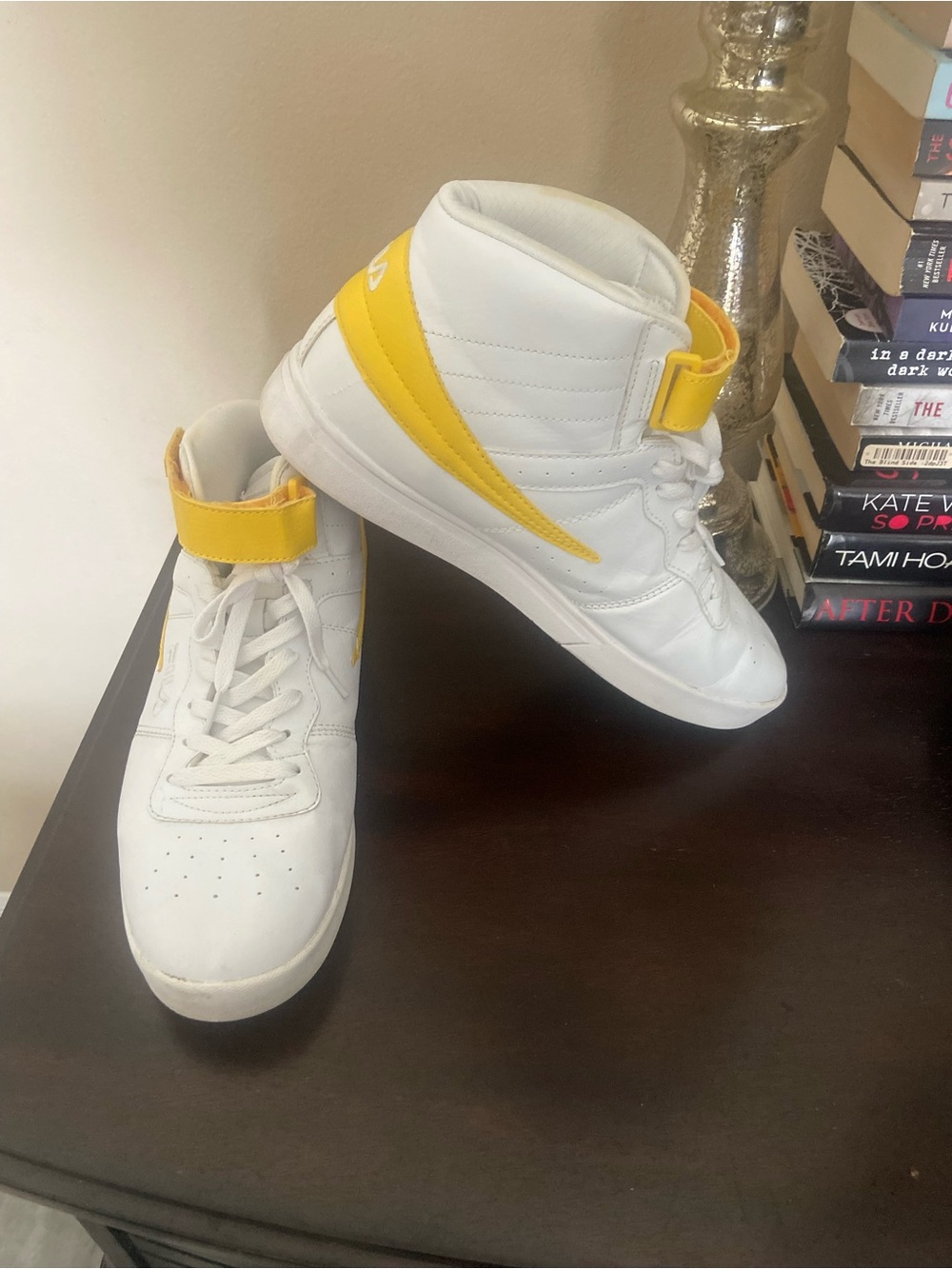Fila White and Yellow High-Top Sneakers